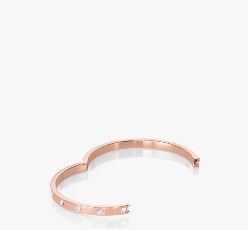 Set in Stone Hinged Bangle Clear Rose Gold Cactus Flower