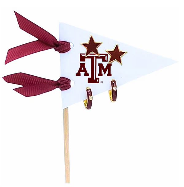 Texas A&M University Huggie Star Earrings