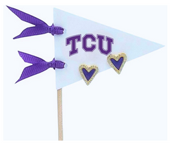 Texas Christian University Heart Earrings