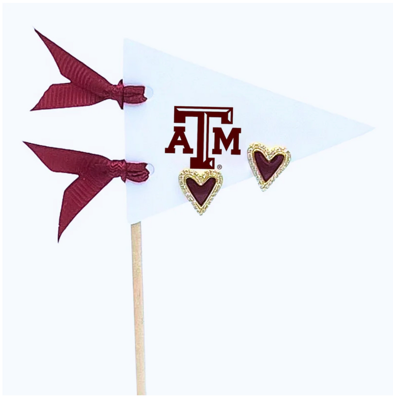 Texas A&M University Heart Earrings