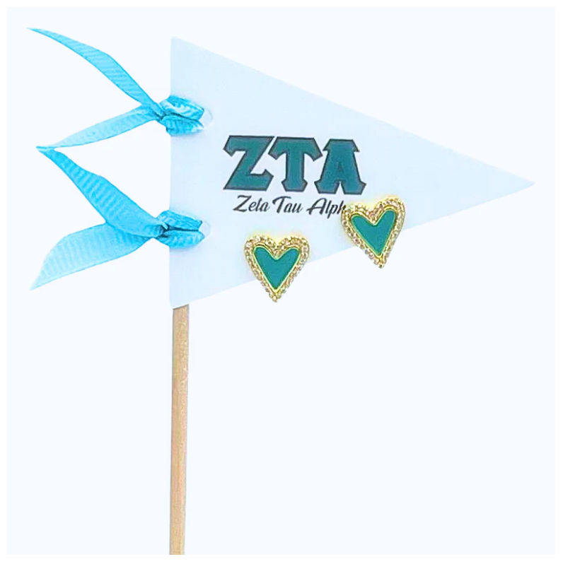 Zeta Tau Alpha Heart Earrings