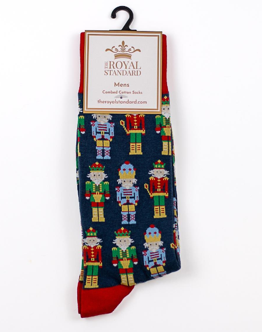 Men's Nutcracker March Socks Navy/Red