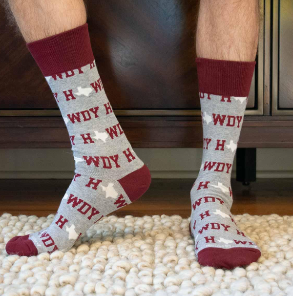 Men's Howdy Socks Gray/Maroon/White