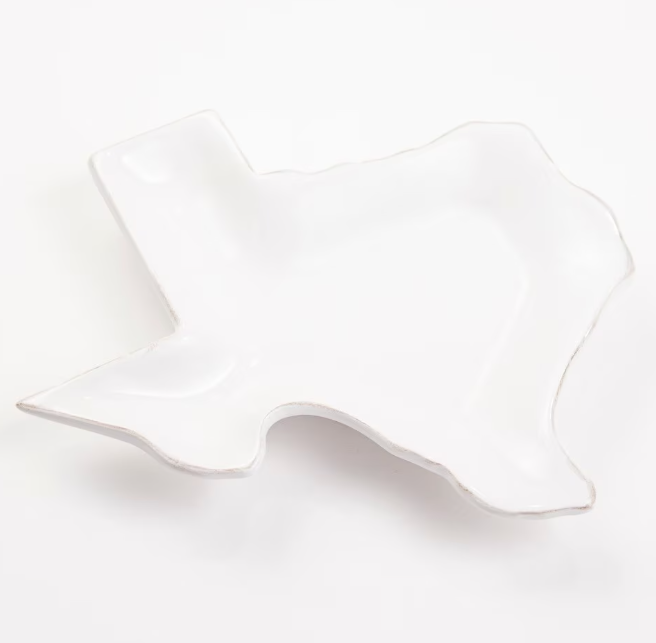 Texas Shaped Tidbit Dish White 6"