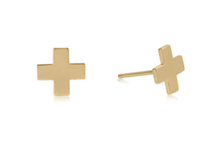 SIGNATURE CROSS GOLD STUD - GOLD