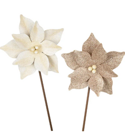 Farmhouse Bling Poinsettias, Set of 2