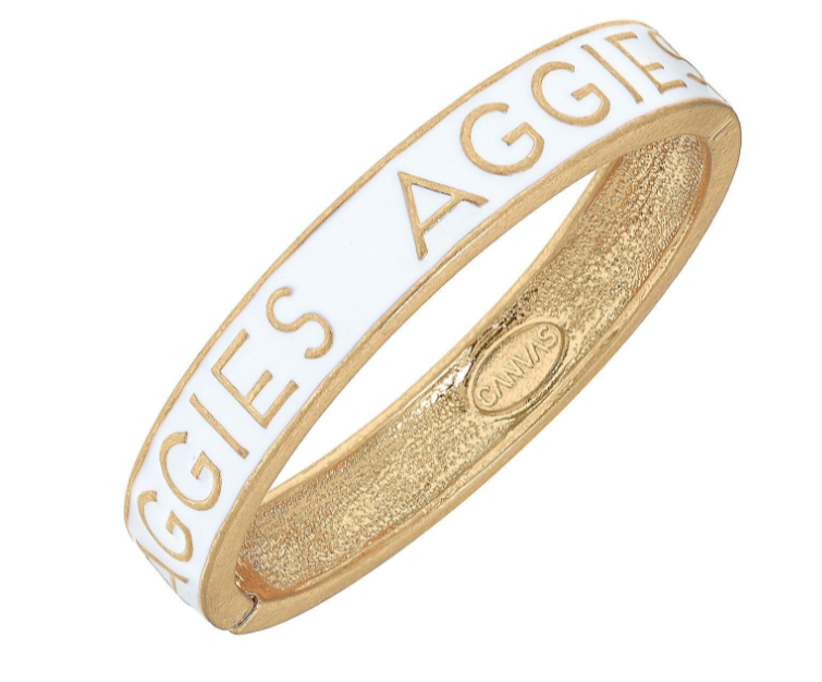 Texas A&M Aggies Enamel Hinge Bangle in White