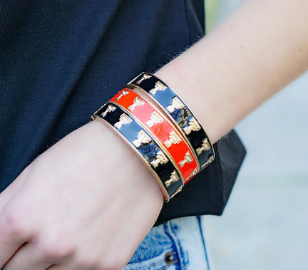 Texas Tech Red Raiders Logo Enamel Hinge Bangle in Worn Gold