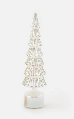 Revolving Lighted Glass Tree, Silver