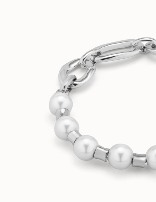 Pearl & Match Silver Chain Link Bracelet Medium