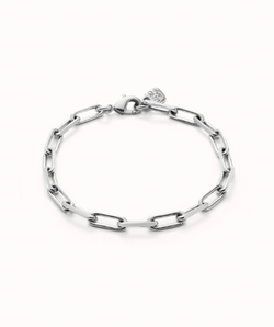 HAZTE UNO Silver Lock Small Chain Bracelet Medium