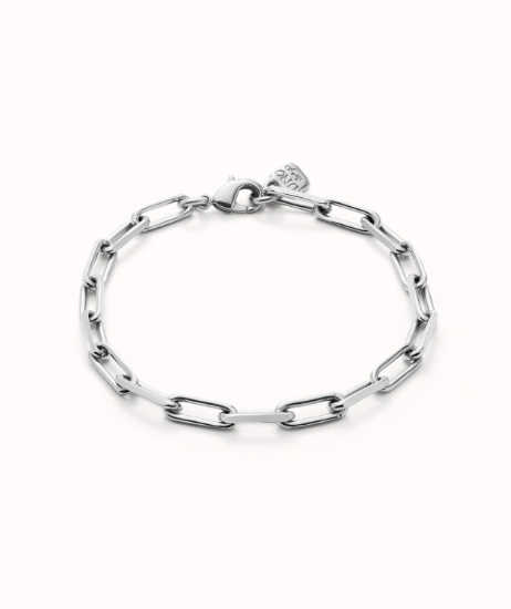 HAZTE UNO Silver Lock Small Chain Bracelet Medium