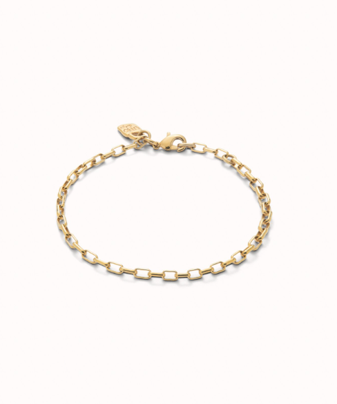 HAZTE UNO Gold Thin Solid Chain Bracelet Medium