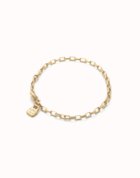 HAZTE UNO Gold Thin Solid Chain Bracelet Medium