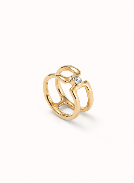 SER INDOMABLE  Gold Ring with White Topaz 18