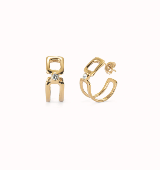 SER INDOMABLE Gold Earrings White Topaz