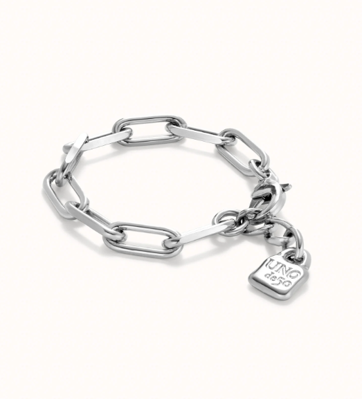 SER VALIENTE Silver Lock Chain Bracelet Medium