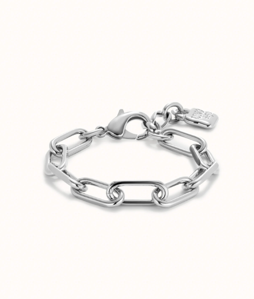 SER VALIENTE Silver Lock Chain Bracelet Medium