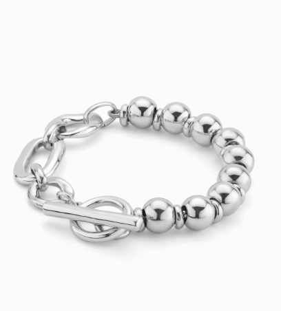 Cheerful Silver Chain & Round Link Bracelet Large