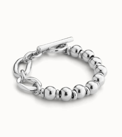 Cheerful Silver Chain & Round Link Bracelet Large