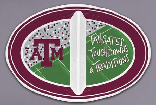 Texas A&M 2 Section Melamine Never Lost Tray