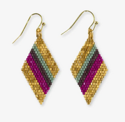 Zelda angled stripe diamond earrings ember, magenta, gold