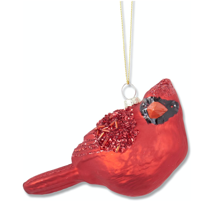 Red Glittered & Beaded Cardinal Ornament