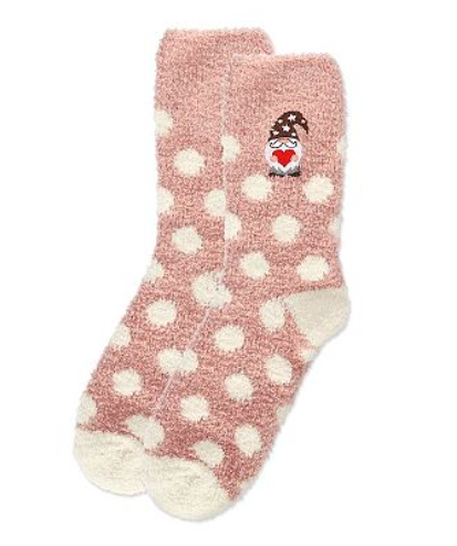 Polka Dot Gnome Embroidery Cozy Sock