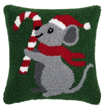 Christmas Mouse Hooked Pillow