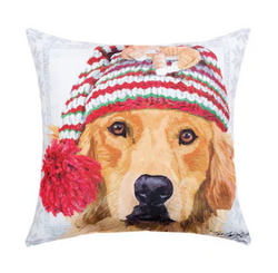 Winter Hat Golden Retriever Pillow