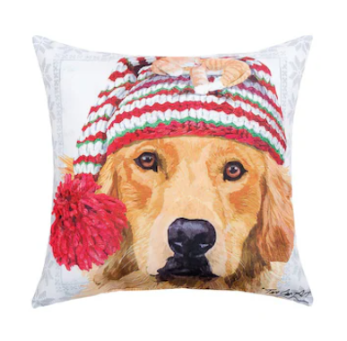 Winter Hat Golden Retriever Pillow