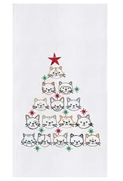 Cat Face Christmas Tree Towel