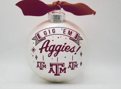 Texas A&M Mascot Glass Ball Ornament