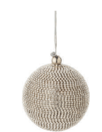 Brilliant cut clear rhinestone wrapped silver ball ornament, 3 in