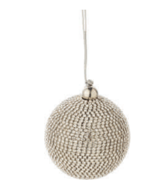 Brilliant cut clear rhinestone wrapped silver ball ornament, 2.5 in