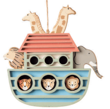 Printed wood Noah's ark ornament