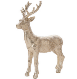 Champagne gold glittered resin table top reindeer 9 in