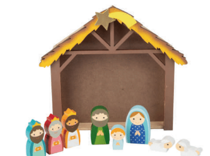 Set of 9 wood nativity with moveable pieces