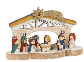 Wood nativity table piece