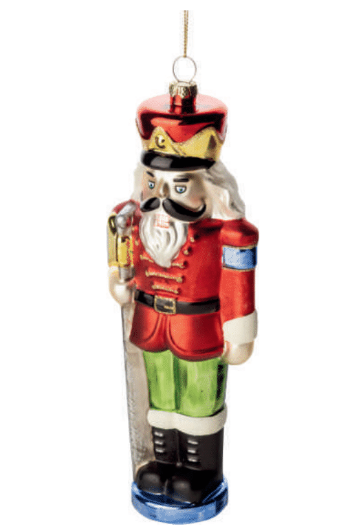 Glass large nutcracker ornament 8 in