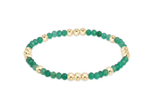 WORTHY PATTERN 3MM BEAD  BRACELET - GREEN ONYX