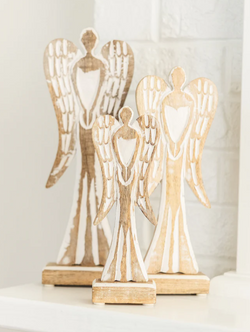 Feathered Wood Angel - Small