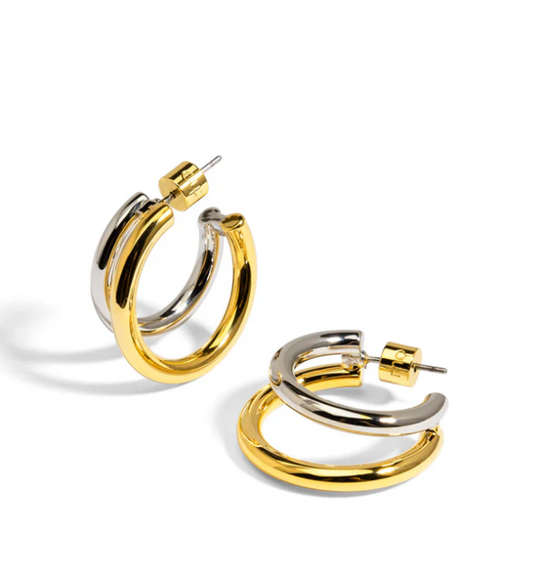 Small Two-Tone Open Hoop Earring