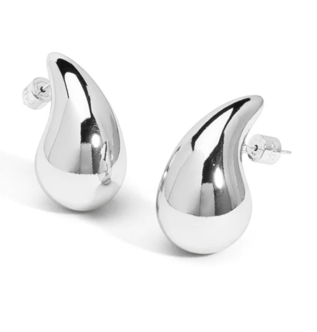 Metal Teardrop Earring - Silver