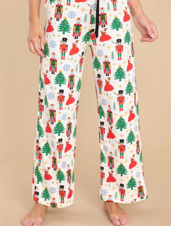 Nutcracker Notched Collar Top and Pants Pajama Set