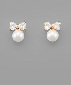 Pearl & Crystal Bow Earrings