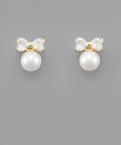 Pearl & Crystal Bow Earrings