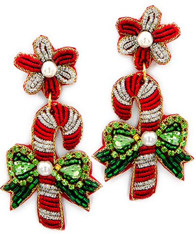 Ribbon & Candy Cane Earrings