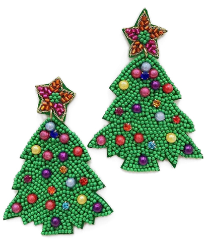 Christmas Tree Bead Earrings