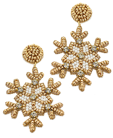 Bead Snowflake Crystal Earrings